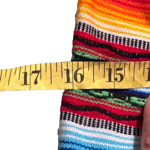 "NEW" Striped Multicolor Drawstring Tribal Peruvian Boho Backpack Unisex OS - Picture 12 of 13